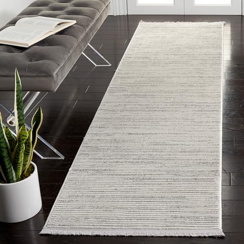 Safavieh Modern Rug for Living Room, Dining Room, Bedroom - Whisper Collection, Short Pile, in Ivory and Grey, 91 x 152 cm