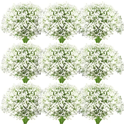 Ysleen 300 Pieces Artificial Flowers Plastic Baby Breath Flowers Faux Gypsophila DIY Floral Bouquets Arrangement Baby Breath Wedding Party Decoration for Party Home Office Garden Decor (White)