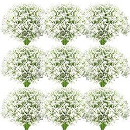 Ysleen 300 Pieces Artificial Flowers Plastic Baby Breath Flowers Faux Gypsophila DIY Floral Bouquets Arrangement Baby Breath Wedding Party Decoration for Party Home Office Garden Decor (White)