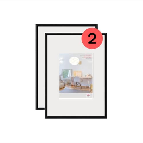 walther Design Picture Frame Black 29,7 x 42 cm (DIN A3) with Art Glass Double Pack, New Lifestyle Plastic Frame KVX342BD