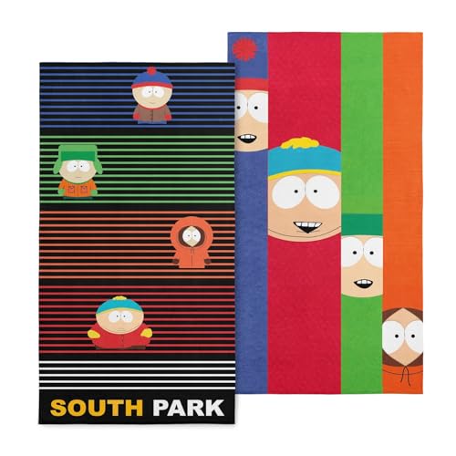"Northwest South Park Beach Towel 2-Pack, Soft and Absorbent, Sand Free, Fast Drying, Oversized Pool Towel, Class Pic South P Stripe, 30"" x 60"""