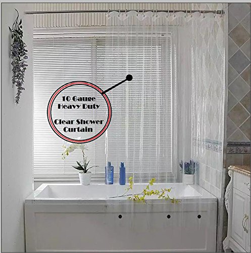 "Elegant Comfort Heavy Duty Weight Waterproof Clear Shower Curtain Liner, 72"" x 72 inches Long Shower Liner for Bathroom with 3 Bottom Magnets and Rust Proof Grommets"