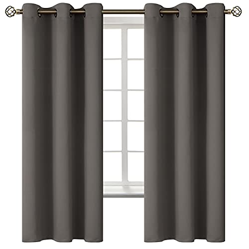 BGment Blackout Curtains for Bedroom - Grommet Thermal Insulated Room Darkening Curtains for Living Room, Set of 2 Panels (42 x 63 Inch, Grey)