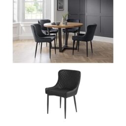 Julian Bowen Brooklyn Dining Table & 4 Chairs, Oak/Black - H82xW120xD120cm