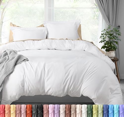 Utopia Bedding Duvet Cover King Size - 3 Piece with Zipper Closure - 1 Comforter Cover 104X90 Inches & 2 Pillow Shams 20X36 Inches (White) Comforter Not Included