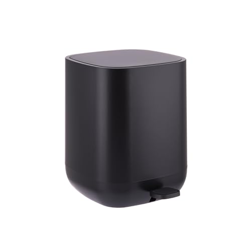 Relaxdays 9L Soft-Close Pedal Waste Bin with Removable Inner Bin, Matt Black, 27x21x26 cm