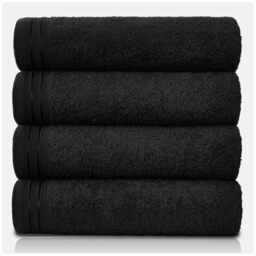 GC GAVENO CAVAILIA Large Towels Bath Sheet - Highly Absorbent Egyptian Cotton Towel Set - 4 Pack Extra Soft Large Bath Towel Black - Quick Dry Bath Sheets - 450 GSM Washable Towels, 75 X 135 Cm