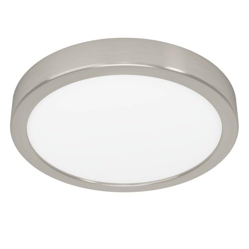 Eglo LED Ceiling Light Fitting Fueva 6, Round Ceiling lamp, Flush Light Fixture, Plastic in Silver and White, Ceiling Lighting Warm White-Cold White, ⌀ 21 cm