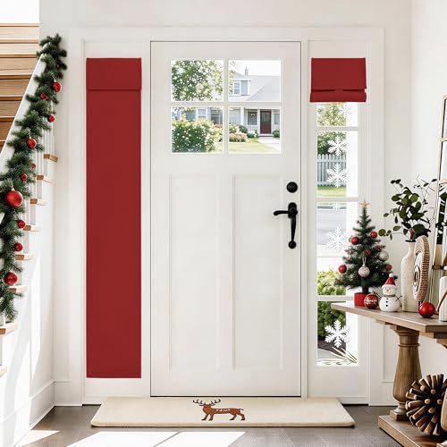 Vatge Blackout Sidelight Window Curtain Room Darkening Door Curtain Panel for Narrow Door Window/Front Door/Kitchen Door, 1 Panel, W12 x L70, Red