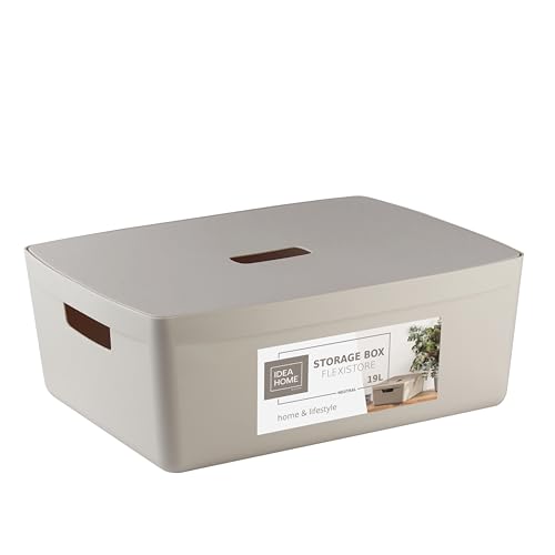 IDEA HOME Plastic Storage Box with Lid - Storage Boxes - Storage Organiser - Really Useful Boxes for Storing Various Items in the Living Room, Bedroom or Bathroom, 19L