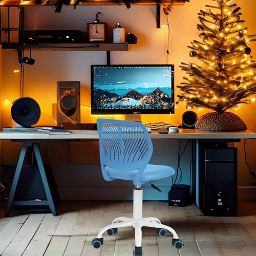 FurnitureR Ergonomic Computer Gaming Chair Home Entertainment Video and Computer Game,E-Sports Leisure Time Play for Teen Boy Girl,Height Adjustable with Lumbar Support,360 Swivel Caster,Blue