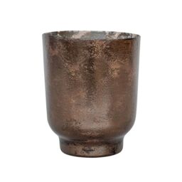 Ivyline Metallic Candle Holder in Bronze - Modern Glass Candlestick - Elegant Table Centrepiece Decoration - H9.5 x W9 cm