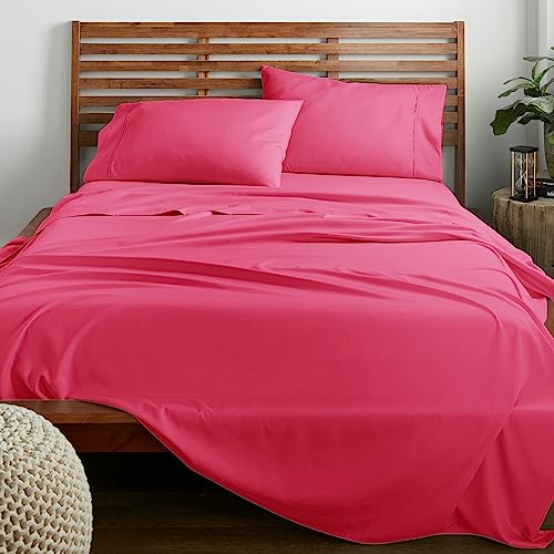 American Home Collection Queen Sheet Set - Ultra-Soft Microfiber 15-Inch Deep Pocket - Wrinkle Free and Fade Resistant (Pink)