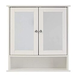 Premier Bathroom Mirror Cabinet, Mirrored Doors, With Shelf - White