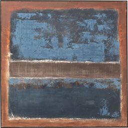 KARE Design Framed Picture Silence, Blue, Brown, Square, Abstract Wall Art, Modern Design, Decorative Home Accessories for Living Room, Bedroom, 120x120cm (HxW)