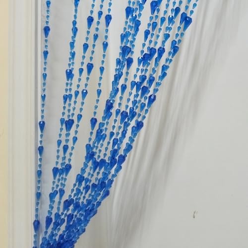 ave split Beaded Curtain Doorways Acrylic Hanging Door Beads String Curtains Tassel Room Divider Screen Decor for Doorway Window Living Room Wedding (042dark Blue, 39 inch x 78.7 inch)