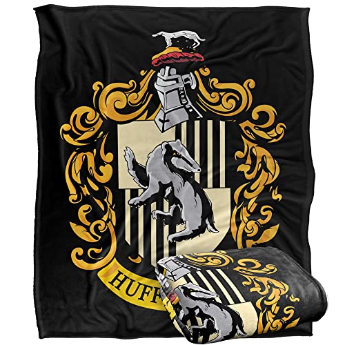 HARRY POTTER Hufflepuff Crest Officially Licensed Silky Touch Super Soft Throw Blanket 152 x 127 cm