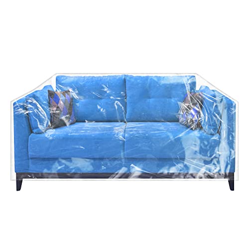 "Wokire Plastic Loveseat Cover, 84"" W x 40"" D x 36"" RH x 18"" FH, Pet Scratch Proof, Waterproof, Dustproof, Easy to Clean, Clear"
