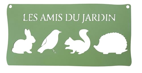 Garden Friends Metal Wall Sign - 25.5 x 12.5 cm, Steel with Epoxy Paint, Weatherproof, Outdoor Decoration for Garden and Patio, Pale Green