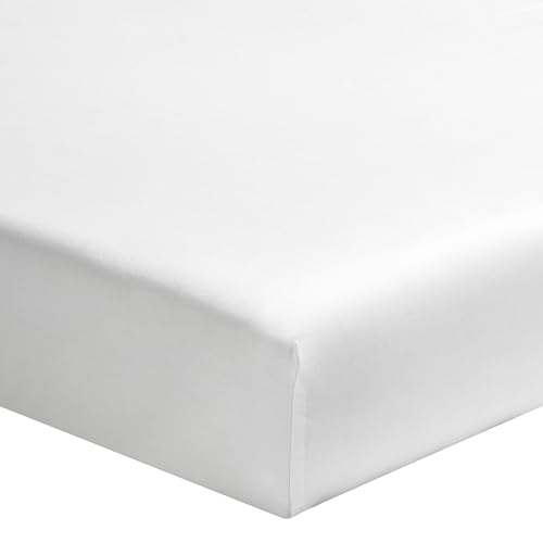 Essix Home Collection Fitted Sheet, Percale 80 Thread Count, white, 90 x 200 cm