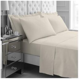 GC GAVENO CAVAILIA 4Pieces Hotel Quality Sheet Set Double - 100% Polyester Bedding - Includes Fitted Sheet, Flat Sheet & Pillowcases - Wrinkle & Fade Resistant, Everyday Home Use - Cream