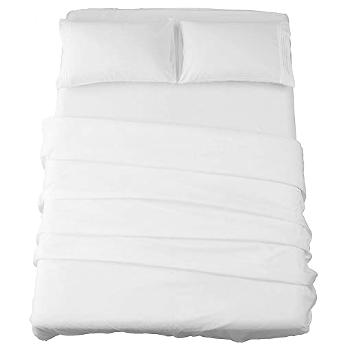 SONORO KATE Bed Sheet Set Super Soft Microfiber 1800 Thread Count Luxury Egyptian Sheets 18-Inch Deep Pocket Wrinkle-4 Piece(King White)