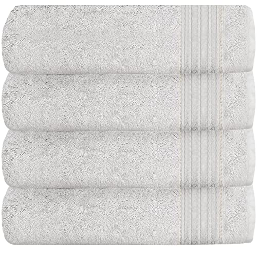GC GAVENO CAVAILIA Extra Absorbent Luxury, Ultra Soft New Hampton 100% Ringspun Cotton Bath Towels, Pack of 4, Egyptian, White, 70x120 Cm