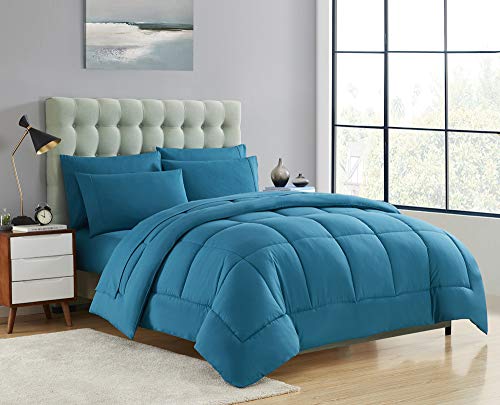 Sweet Home Collection Luxurious Plush Loft Microfiber Fill Duvet Insert Bedding, Polyester, Teal, Twin