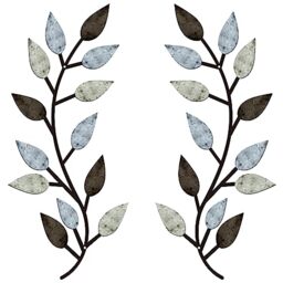 Zhengmy 2 Pieces Metal Tree Leaf Wall Decor Vine Olive Branch Leaf Wall Art Living Room, Hallway Wall Decor Outdoor Decoration(Pastel Colors)