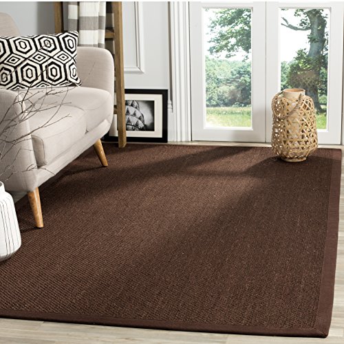 Safavieh Natural Fiber Rug for Living Room, Dining Room, Bedroom - Natural Fiber Collection, Short Pile, in Dark Brown, 91 x 152 cm