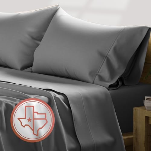 "Texas Linen Co. 100% Egyptian Cotton Flat Sheet 600 Thread Count 4 Piece King Bed Sheet Set Soft Cooling Sateen Weave Extra Long Staple Luxury 16"" Deep Pocket"