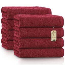 GREEN MARK Hand Towels - Set of 8 – 100% Cotton, Soft & Absorbent, Premium Quality for Bathroom, Spa and Gym, 50 × 100 cm, Burgundy Red