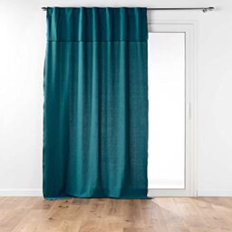 Douceur d'Intérieur Plain Cotton Curtain with Tabs and Valance 140 x 240 cm Mistraline Duck Blue