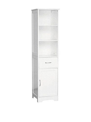 Premier Housewares Shelving Unit Wooden Storage Unit With 5 Compartments White Corner Shelves For Living Room Durable Storage Rack Books Corner Wall Shelf w38 x d40 x h160cm