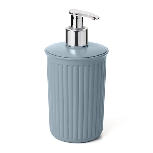 TATAY Baobab Soap Dispenser, Plastic Material, BPA Free, 7.6 x 7.6 x 16 cm - Countertop Styling - Easy Cleaning - Compact Bathroom Format - Stable Freestanding Design - Daily Organisation, Mist Blue