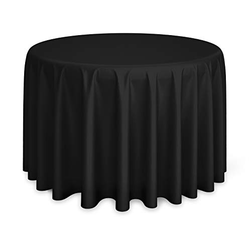 (340cm Diameter, Black) - Lann's Linens - 340cm Round Premium Tablecloth for Wedding/Banquet/Restaurant - Polyester Fabric Table Cloth - Black