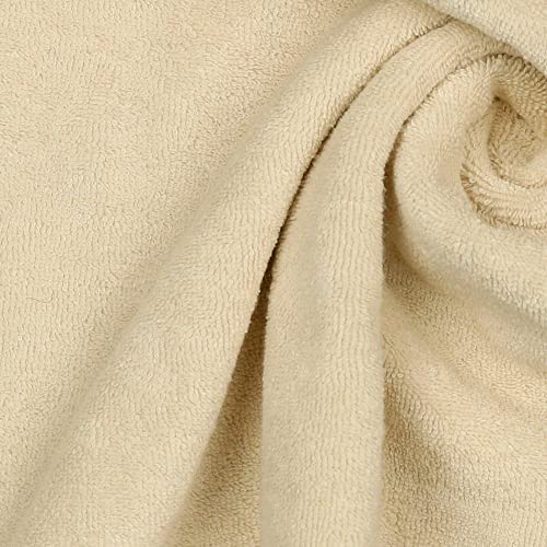 Stretch Cotton Terry Towelling Fabric Material - Sand, 1Mtr - 150cm x 100cm
