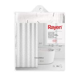 Rayen - Bath Curtains - Shower or Bath Curtain - Waterproof - 100% Cotton Canvas - Quick Dry - Opaque - Metal Rings - Includes 12 Metal Hooks - 180 x 200 cm - White