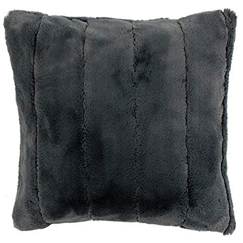 "Paoletti - Empress Square Polyester Filled Cushion - Charcoal Grey - Super Soft Faux Fur - Reversible - Zip Closure - Machine Washable - 100% Polyester - 45 x 45cm (18"" x 18"" inches)"