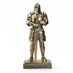 Amoysanli Medieval Knight Statue King's Guard Medieval Decor Polyresin Knight Swordsman Armor Statue Top Collection as Gift 15.12 Inch(Bronze)