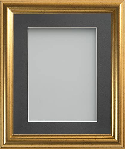 Frame Company Eldridge Gold Photo Frame with Grey Mount, 12x12 for 10x10 inch, fitted with perspex