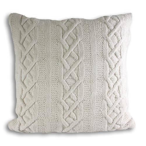 Paoletti Aran Cable Knit Feather Rich Filled Cushion