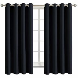 BGment Black Blackout Curtains for Bedroom - Grommet Thermal Insulated Room Darkening Block Out Curtains for Living Room, Set of 2 Panels, 52 x 63 Inch