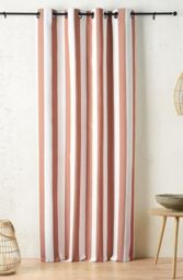 Linder Ponant Collection Outdoor Curtain with Pop Design Summer Style Coral Orange with Eyelets and Anti-Oxidant Gun Barrel Finish 140 x 265 cm 100% Polypropylene