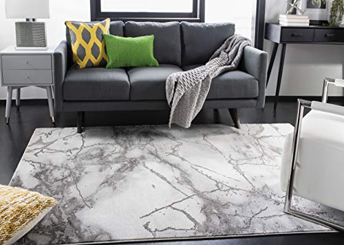 Safavieh Craft Collection Contemporary Rug for Living Room Dining Room Bedroom Short Pile Grey and Silver 79 x 108 Inch