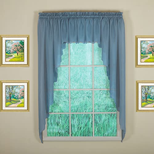 "Today's Curtain Emelia Original Voile Swagger Pair 63"", Wedge Blue, 90"" W x 63"" L"