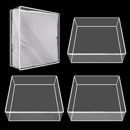 HFYZZ 4 Pcs Plastic Sofa Cushion Covers - Clear PVC Waterproof Sofa Couch Covers - Slipcover for Against Cat Dog Clawing Scratching, 28x28x9 Inch, White Edge