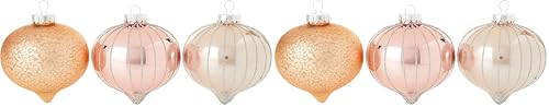 WeRChristmas Glass Baubles, Rose Gold, 3-Piece (Pack of 2)
