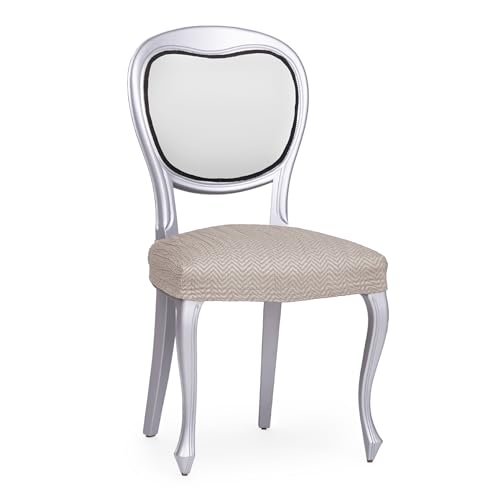 Eysa Light Stretch Chair Cover without Backrest Pack of 2 Linen Colour