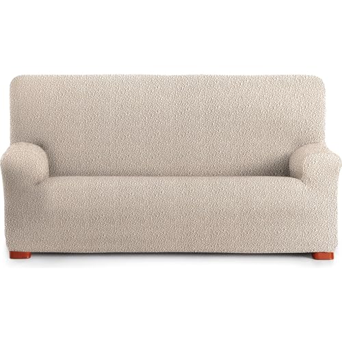 ECOMMERC3 - 3 Seater Sofa Cover Bi-elastic Super Elastic Fabric - Ecru Breathable and Adjustable Sofa Cover with Supportive Foams and Rubber Bands